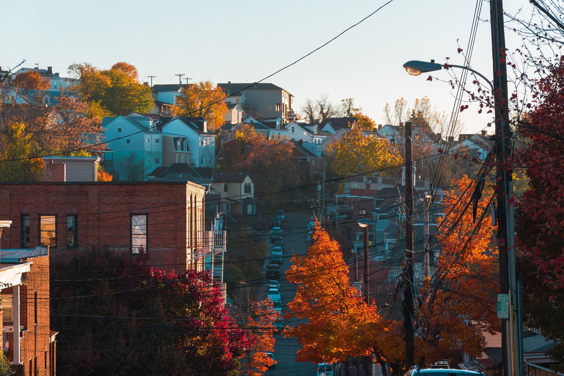 Neighborhood of Mount Washington on a sunny autumn day in Pittsburgh, PA