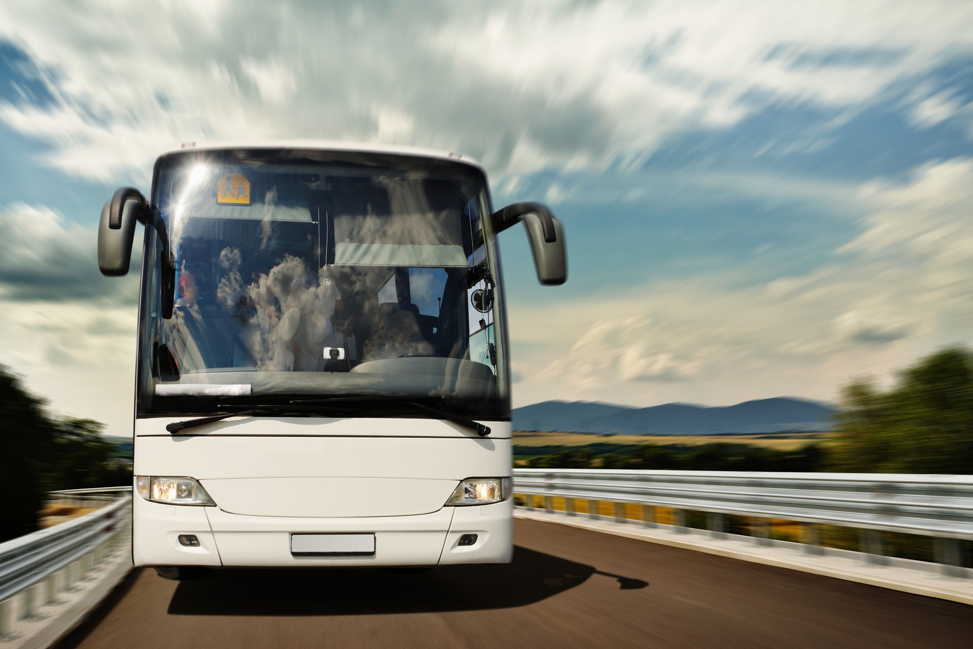 White Tour Bus